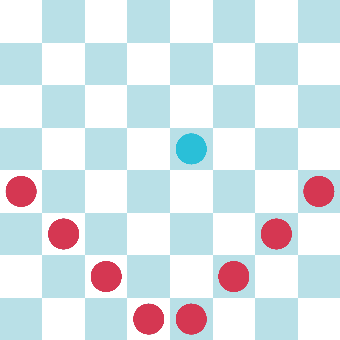 Red team tokens capture a blue chip by circling it